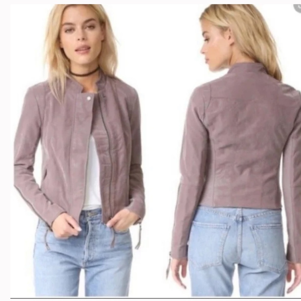 Free people dusty mauve faux suede moto jacket size small